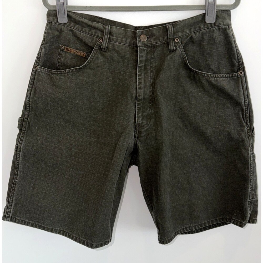 Big Smith Mens 34 Carpenter Shorts Green Cotton Canvas Workwear Utility Rip Stop